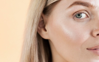 Close-up of glowing glass skin results after treatment