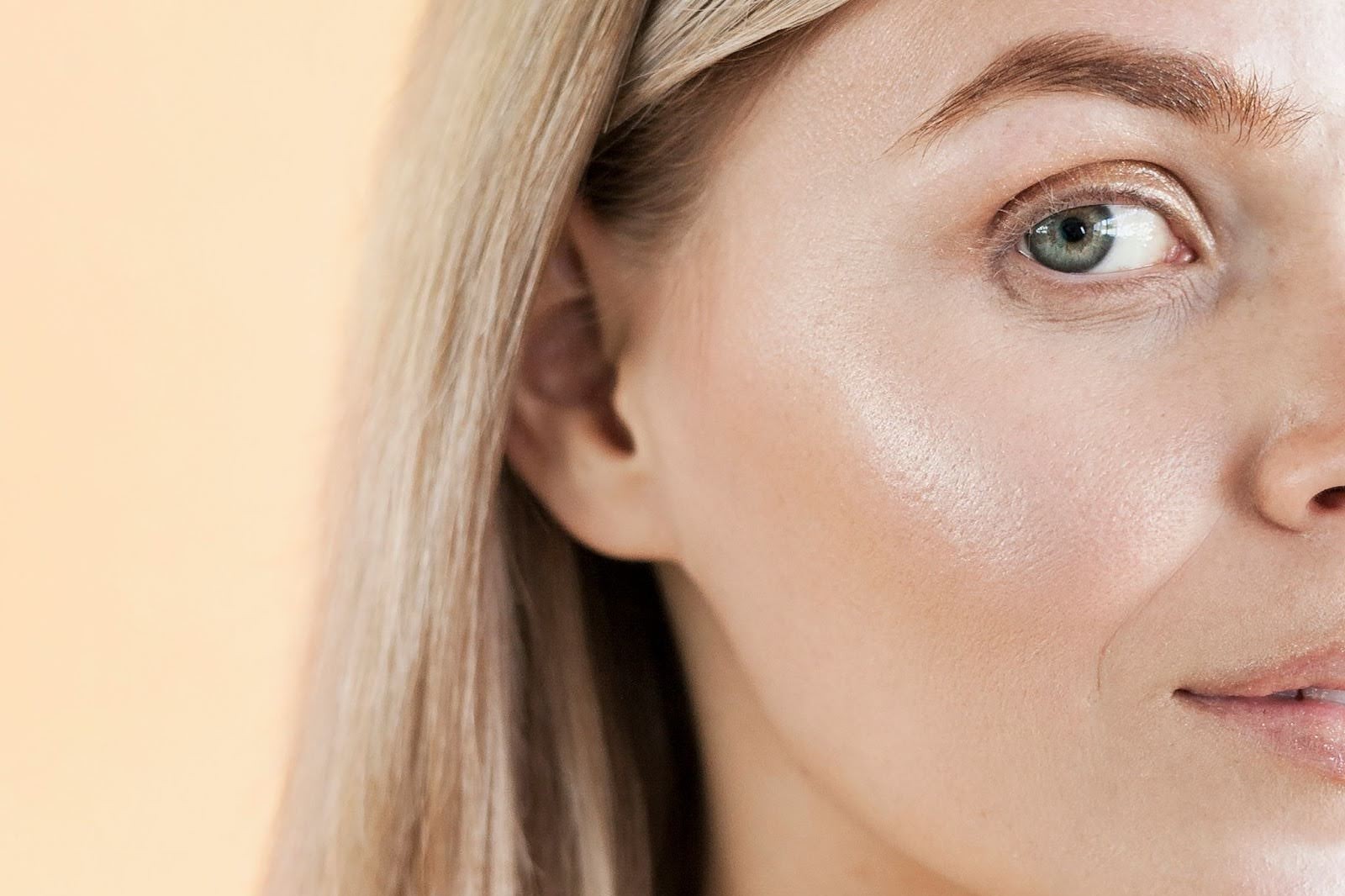 Close-up of glowing glass skin results after treatment